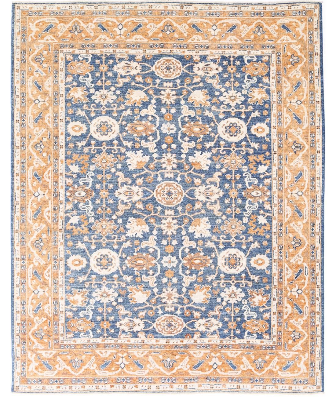Hand Knotted Oushak Wool Rug - 8'1'' x 10'3''