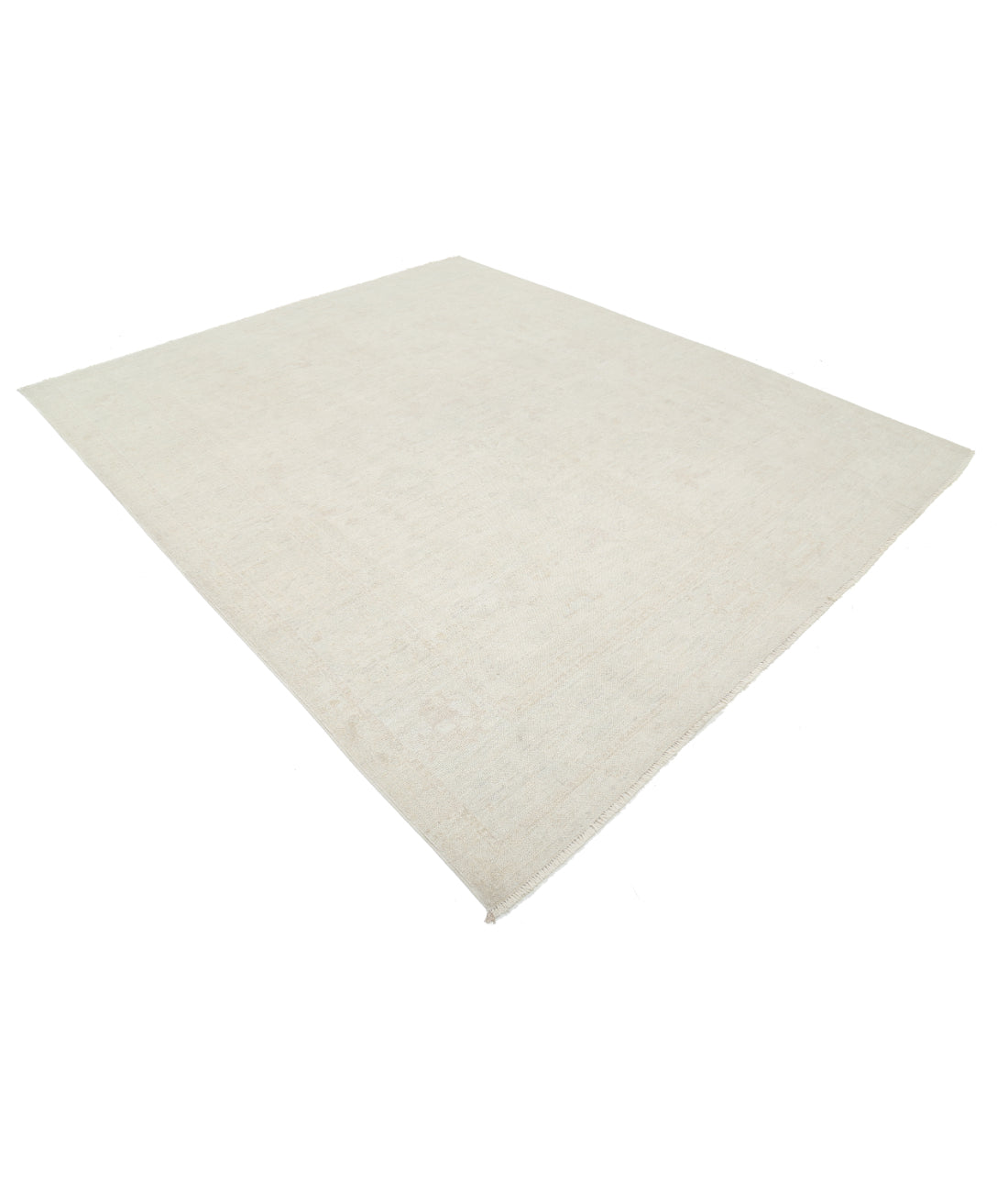 Hand Knotted Oushak Wool Rug - 8'1'' x 9'9'' 8' 1" X 9' 9" (246 X 297) / Ivory / Taupe