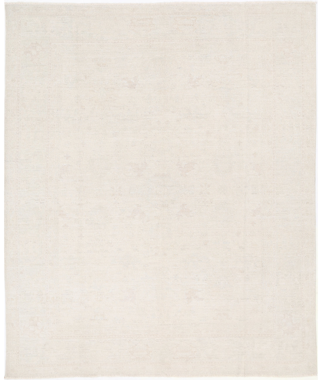 Hand Knotted Oushak Wool Rug - 8&#39;1&#39;&#39; x 9&#39;9&#39;&#39; 8&#39; 1&quot; X 9&#39; 9&quot; (246 X 297) / Ivory / Taupe