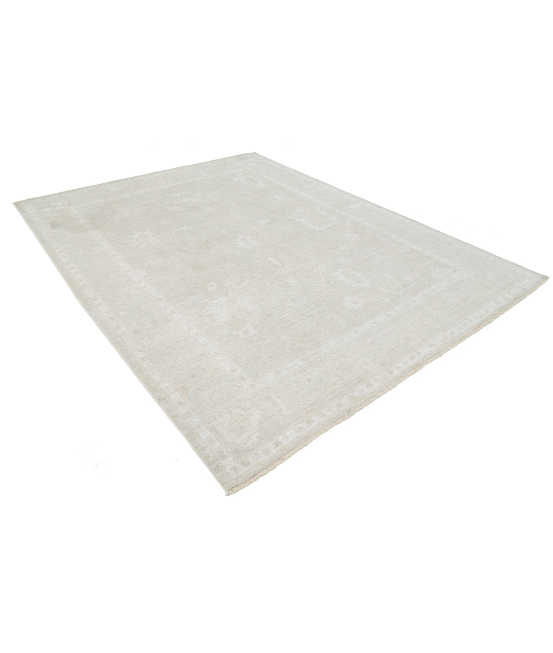 Hand Knotted Oushak Wool Rug - 8'0'' x 10'1'' 8' 0" X 10' 1" (244 X 307) / Taupe / Ivory