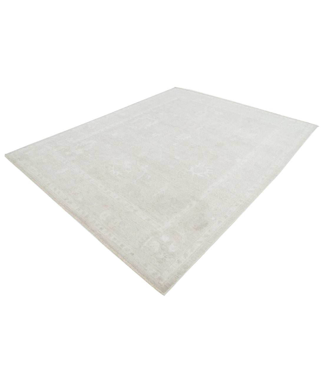 Hand Knotted Oushak Wool Rug - 8'0'' x 10'1'' 8' 0" X 10' 1" (244 X 307) / Taupe / Ivory