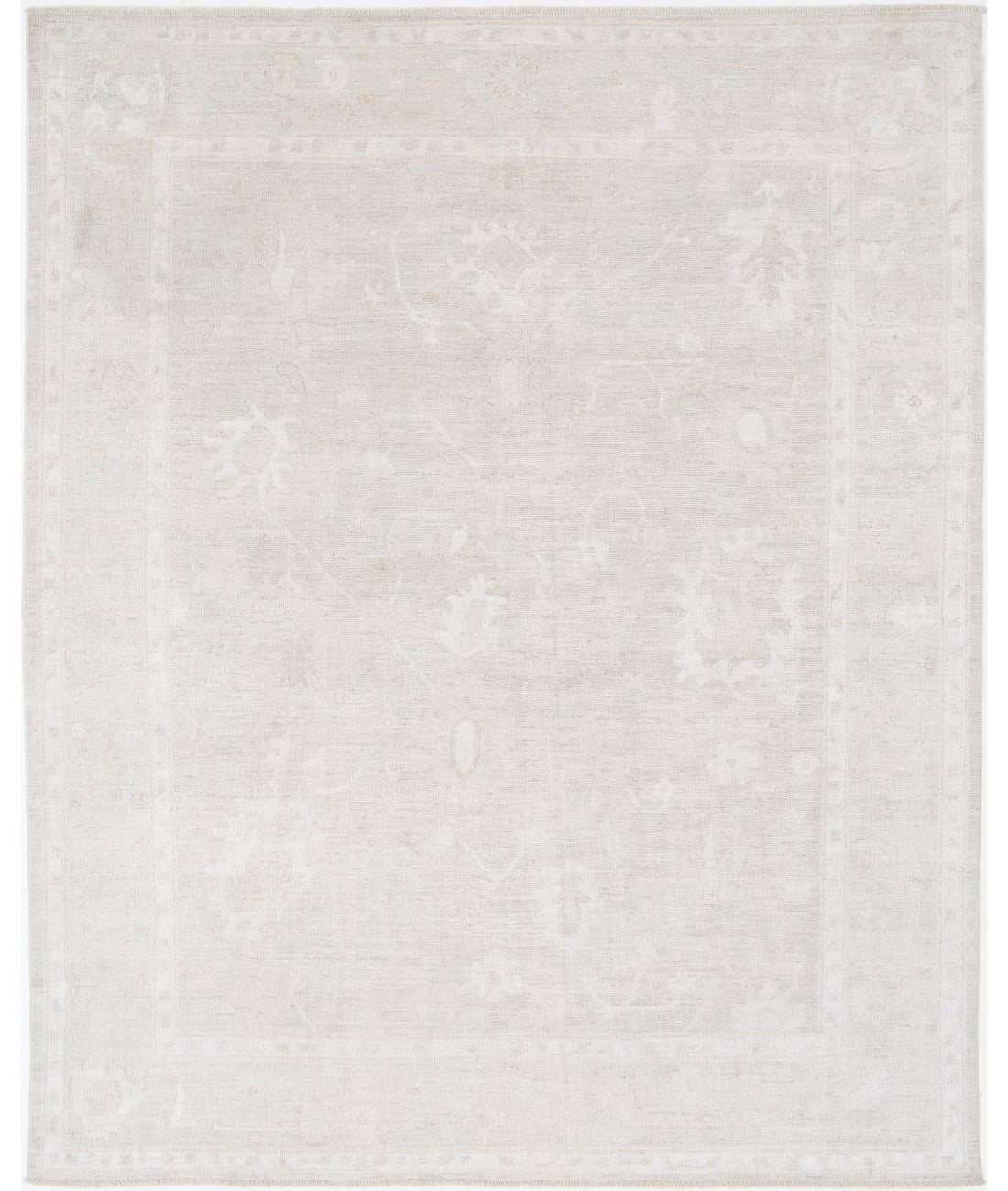 Hand Knotted Oushak Wool Rug - 8&#39;0&#39;&#39; x 10&#39;1&#39;&#39; 8&#39; 0&quot; X 10&#39; 1&quot; (244 X 307) / Taupe / Ivory