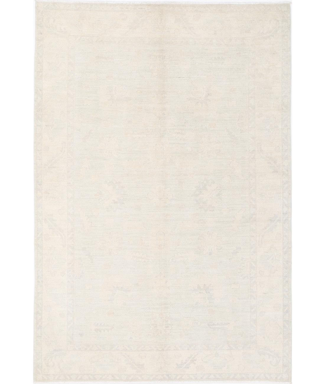 Hand Knotted Oushak Wool Rug - 6&#39;5&#39;&#39; x 9&#39;6&#39;&#39; 6&#39; 5&quot; X 9&#39; 6&quot; (196 X 290) / Silver / Ivory