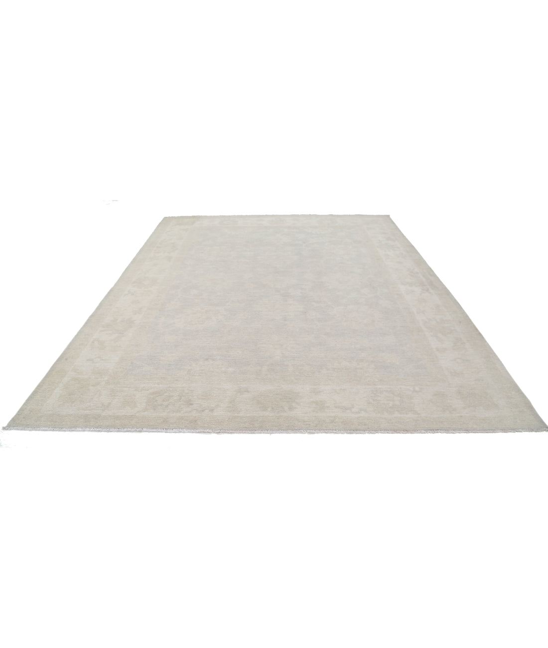 Hand Knotted Oushak Wool Rug - 9'0'' x 10'11'' 9' 0" X 10' 11" (274 X 333) / Silver / Ivory