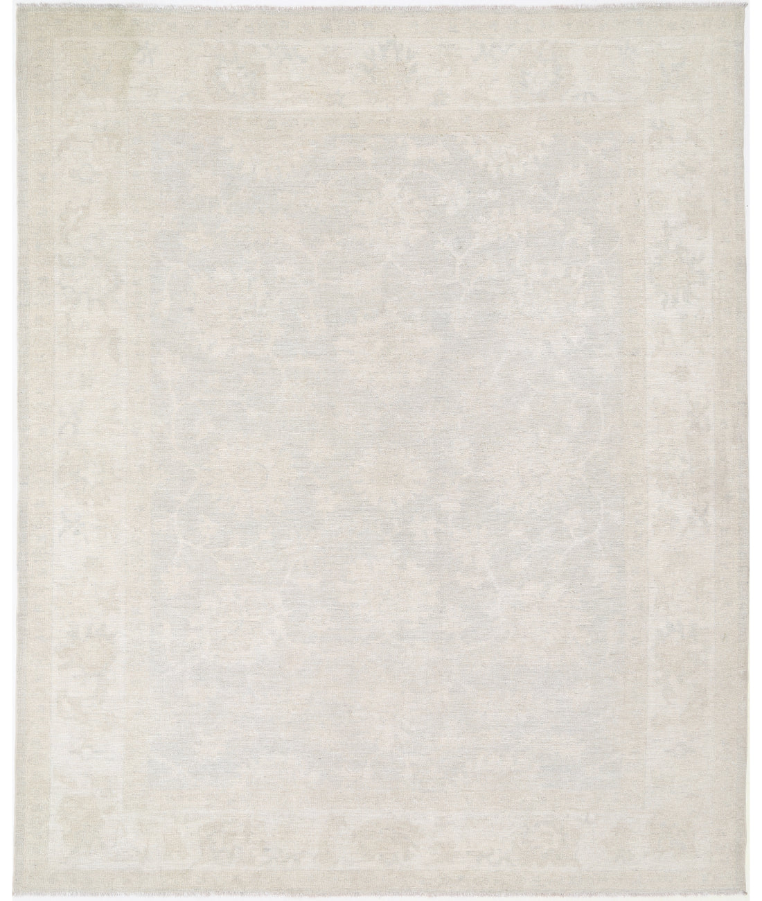 Hand Knotted Oushak Wool Rug - 9&#39;0&#39;&#39; x 10&#39;11&#39;&#39; 9&#39; 0&quot; X 10&#39; 11&quot; (274 X 333) / Silver / Ivory