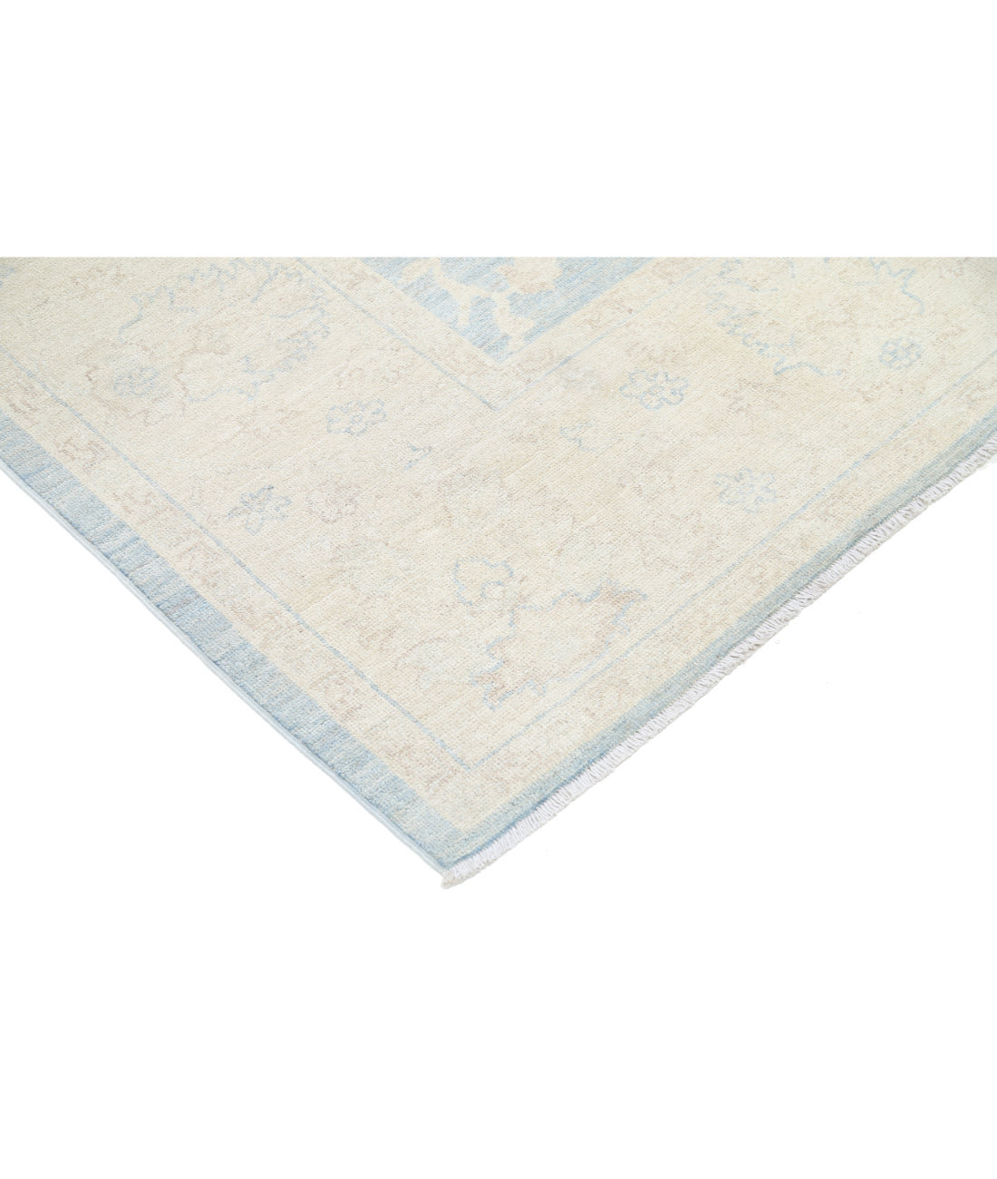 Hand Knotted Oushak Wool Rug - 8'9'' x 11'8'' 8' 9" X 11' 8" (267 X 356) / Blue / Ivory