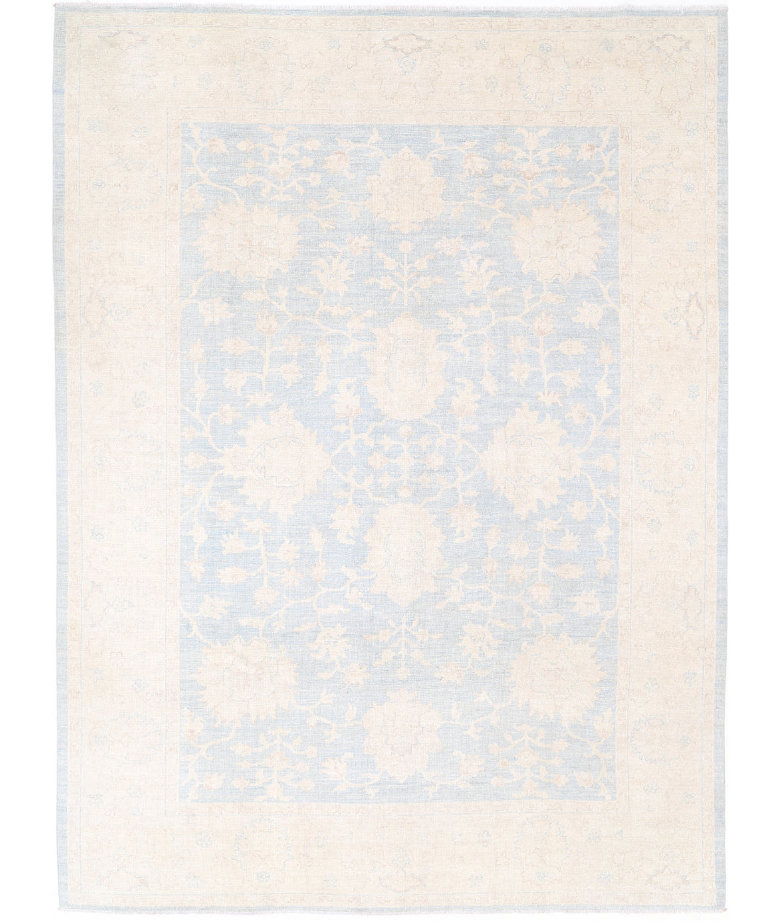 Hand Knotted Oushak Wool Rug - 8&#39;9&#39;&#39; x 11&#39;8&#39;&#39; 8&#39; 9&quot; X 11&#39; 8&quot; (267 X 356) / Blue / Ivory