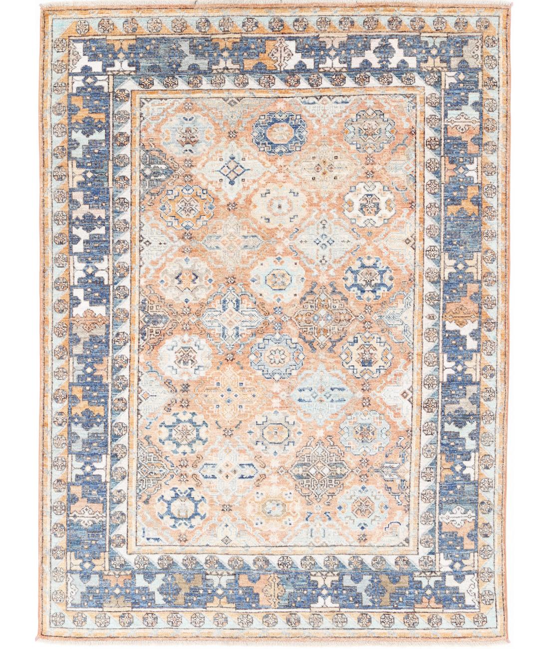 Hand Knotted Oushak Wool Rug - 5&#39;7&#39;&#39; x 8&#39;0&#39;&#39; 5&#39; 7&quot; X 8&#39; 0&quot; (170 X 244) / Rust / Blue