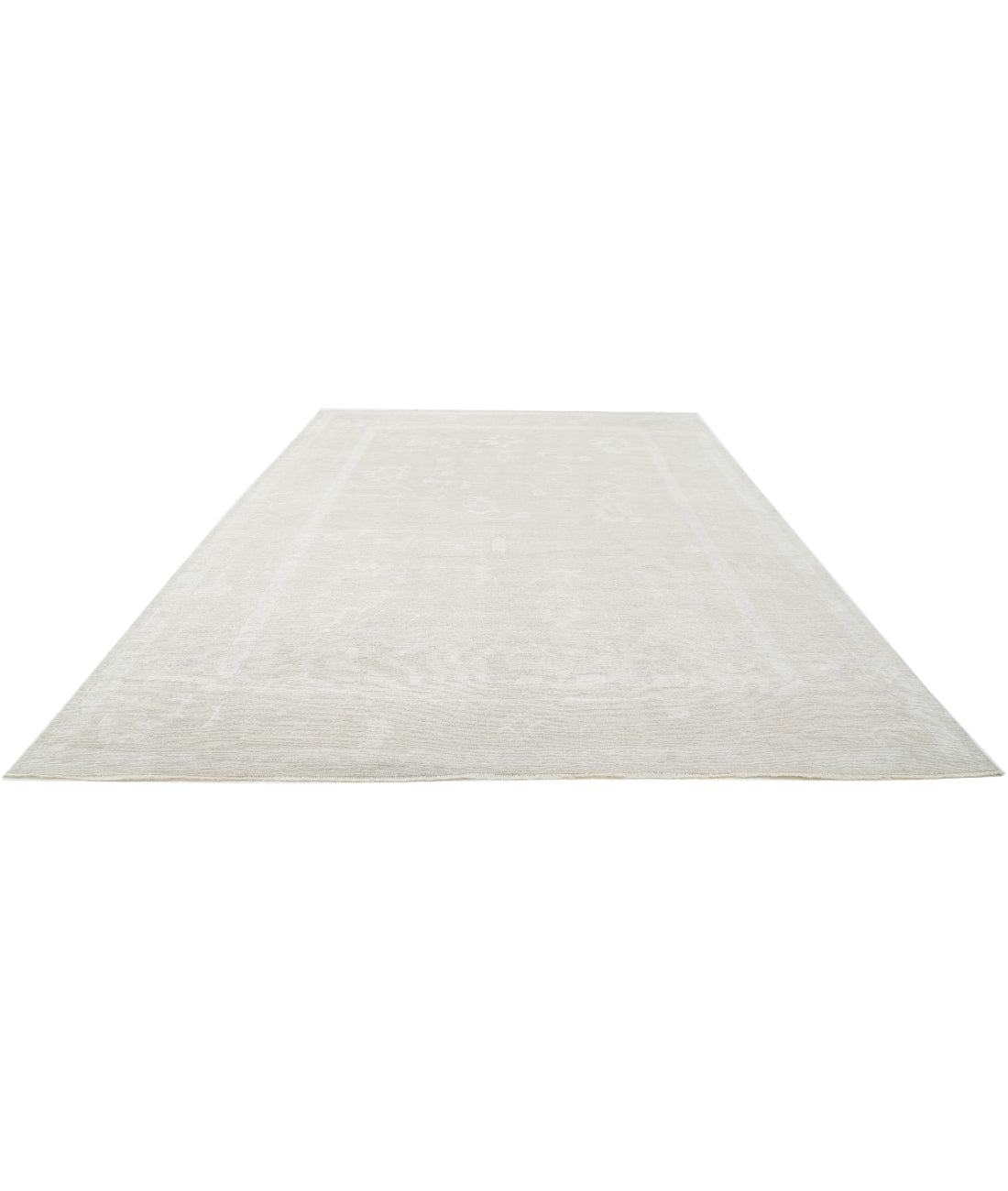 Hand Knotted Oushak Wool Rug - 10'2'' x 14'1'' 10' 2" X 14' 1" (310 X 429) / Taupe / Ivory