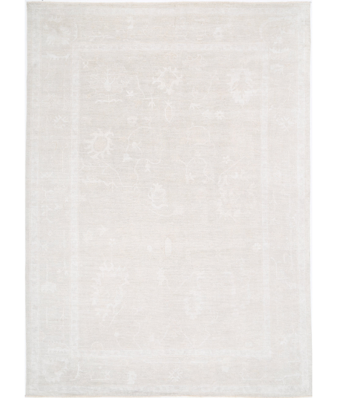 Hand Knotted Oushak Wool Rug - 10&#39;2&#39;&#39; x 14&#39;1&#39;&#39; 10&#39; 2&quot; X 14&#39; 1&quot; (310 X 429) / Taupe / Ivory