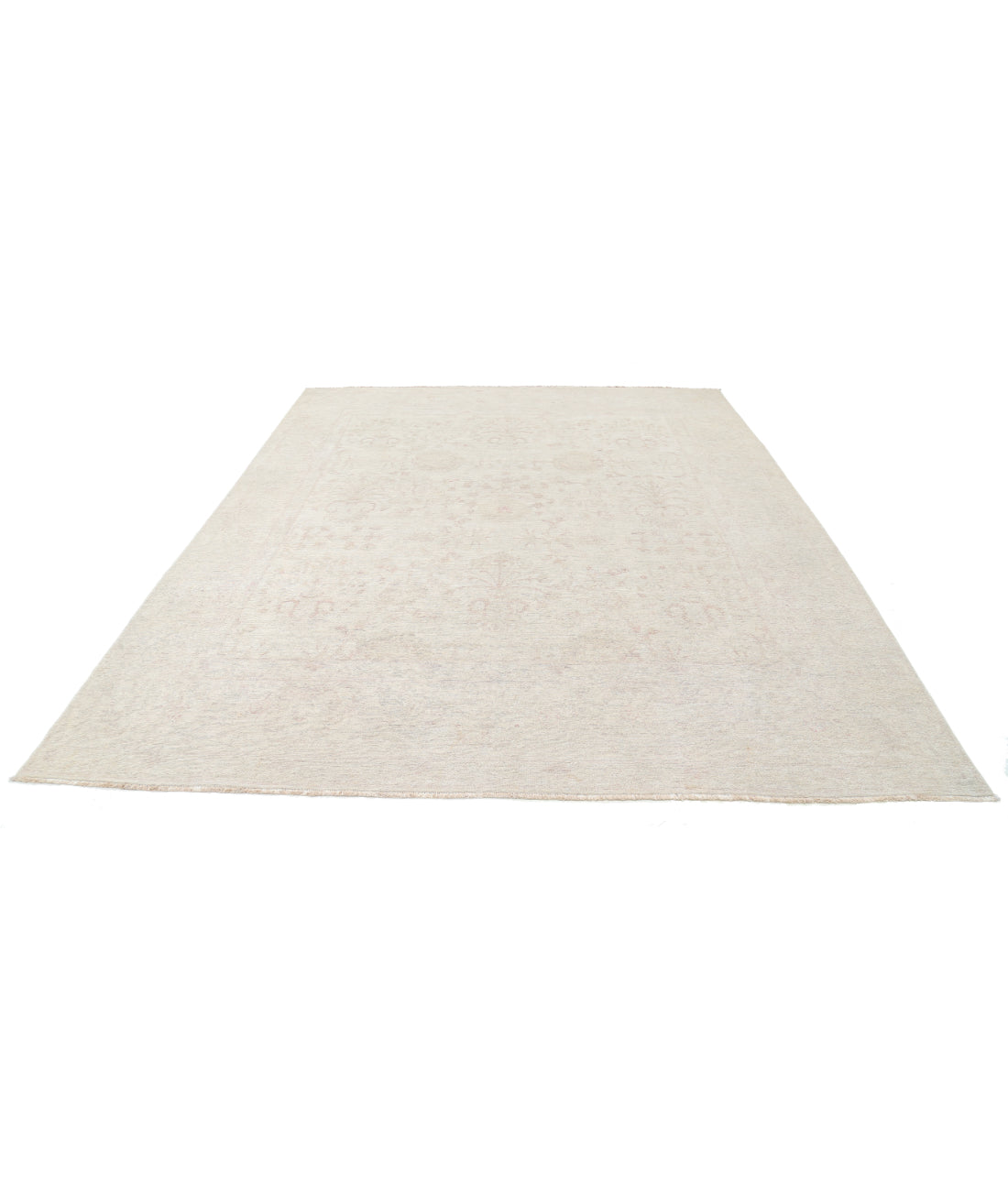 Hand Knotted Oushak Wool Rug - 9'0'' x 12'7'' 9' 0" X 12' 7" (274 X 384) / Ivory / Taupe