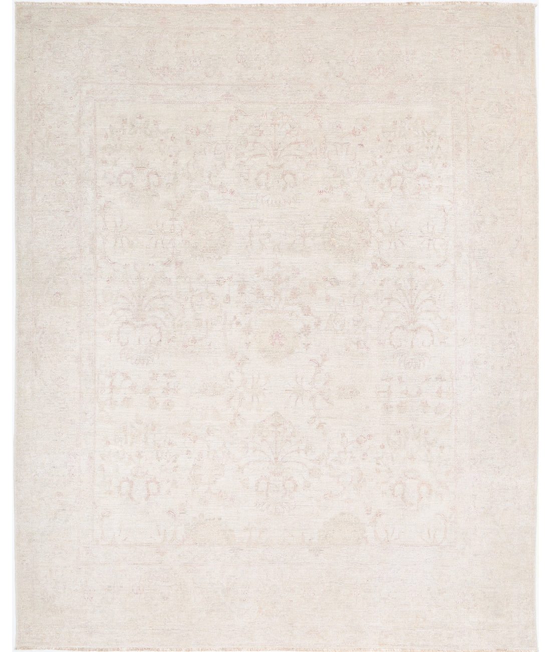 Hand Knotted Oushak Wool Rug - 9&#39;0&#39;&#39; x 12&#39;7&#39;&#39; 9&#39; 0&quot; X 12&#39; 7&quot; (274 X 384) / Ivory / Taupe