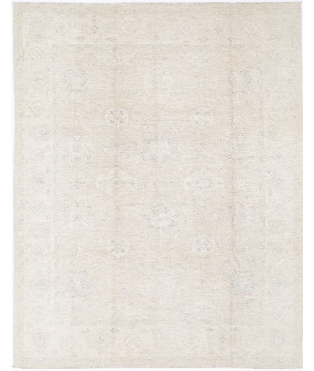 Hand Knotted Oushak Wool Rug - 8&#39;8&#39;&#39; x 11&#39;1&#39;&#39; 8&#39; 8&quot; X 11&#39; 1&quot; (264 X 338) / Taupe / Ivory