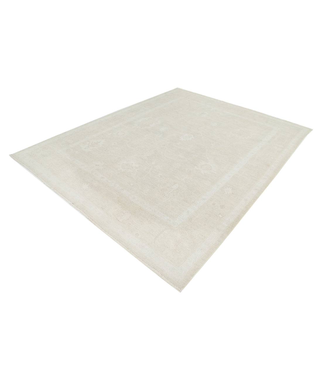 Hand Knotted Oushak Wool Rug - 7'10'' x 9'8'' 7' 10" X 9' 8" (239 X 295) / Beige / Beige