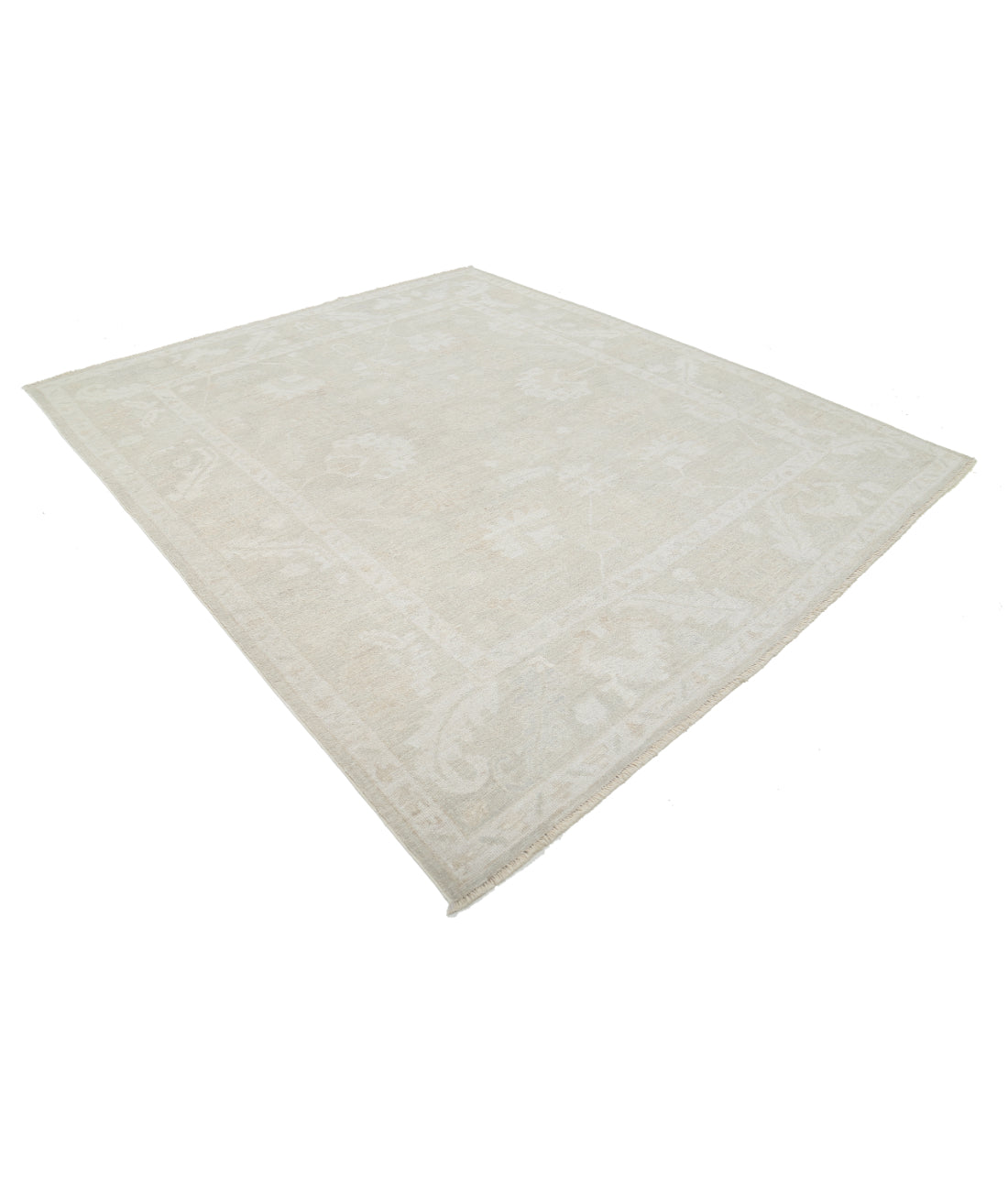 Hand Knotted Oushak Wool Rug - 8'5'' x 9'10'' 8' 5" X 9' 10" (257 X 300) / Beige / Beige