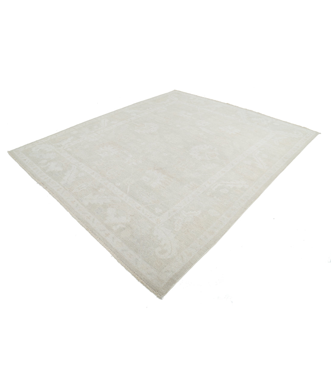 Hand Knotted Oushak Wool Rug - 8'5'' x 9'10'' 8' 5" X 9' 10" (257 X 300) / Beige / Beige