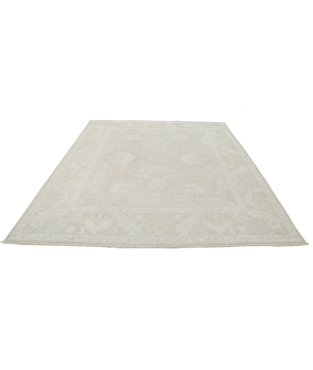 Hand Knotted Oushak Wool Rug - 8'5'' x 9'10'' 8' 5" X 9' 10" (257 X 300) / Beige / Beige