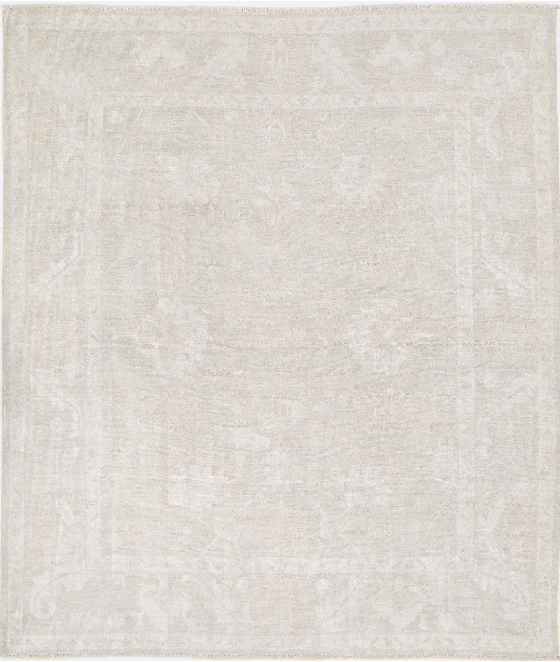 Hand Knotted Oushak Wool Rug - 8&#39;5&#39;&#39; x 9&#39;10&#39;&#39; 8&#39; 5&quot; X 9&#39; 10&quot; (257 X 300) / Beige / Beige