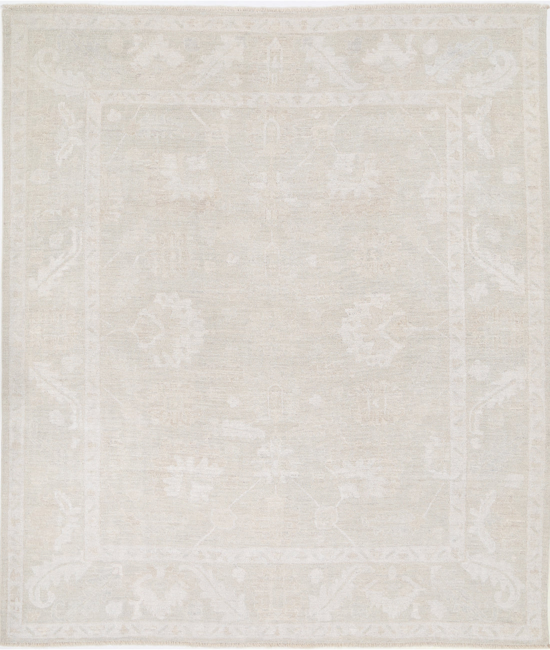 Hand Knotted Oushak Wool Rug - 8'5'' x 9'10''