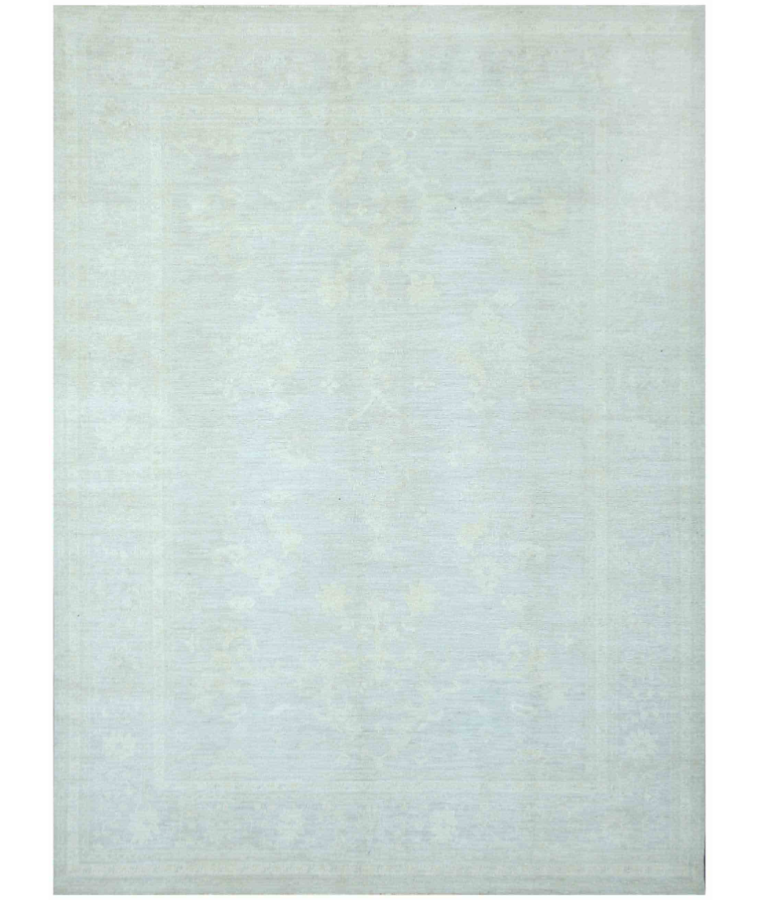 Hand Knotted Oushak Wool Rug 10' 0" X 13' 9" 10' 0" X 13' 9" (305 X 419) / Ivory / Grey