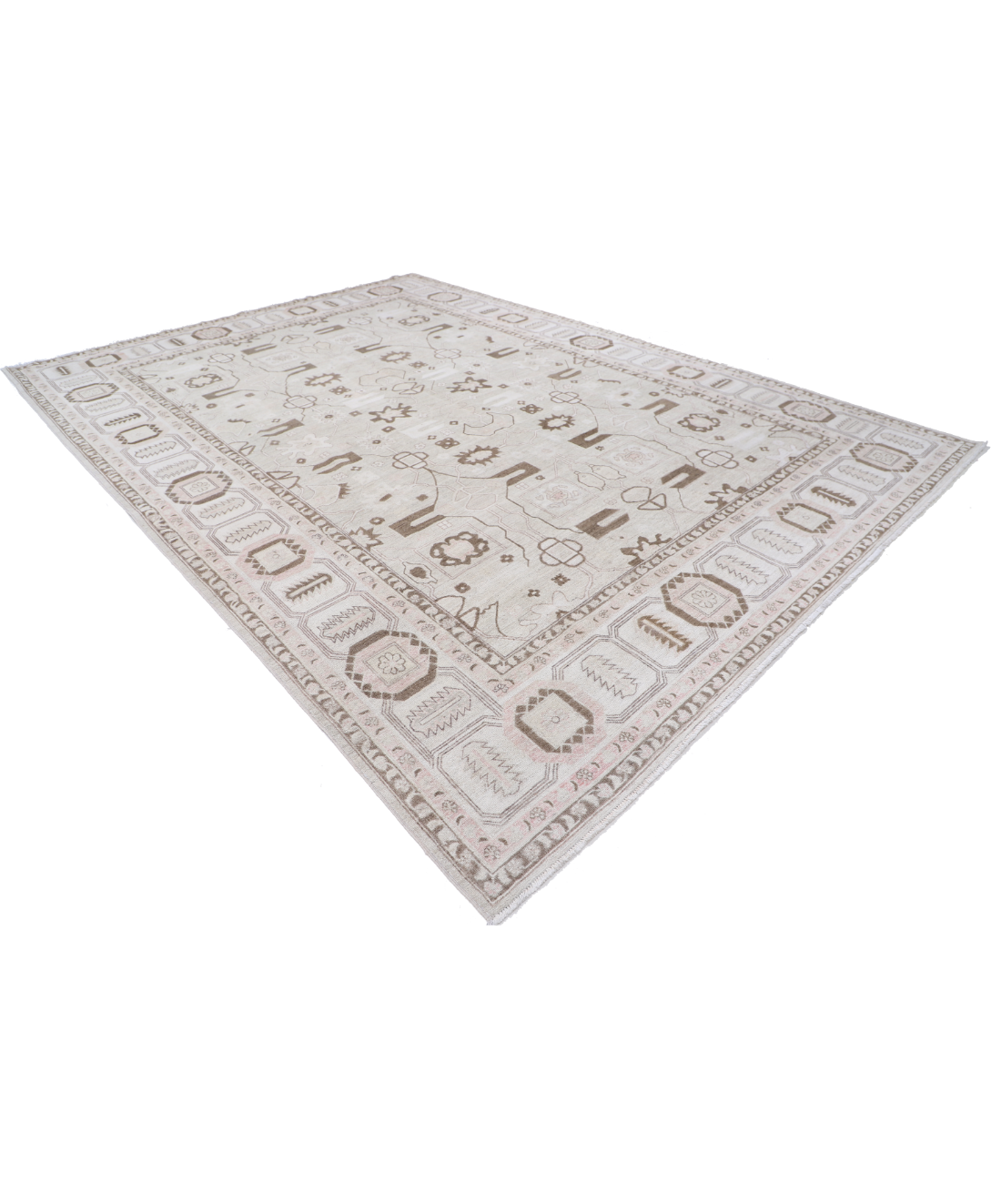 Hand Knotted Oushak Wool Rug 9' 10" X 13' 8" 9' 10" X 13' 8" (300 X 417) / Grey / Grey