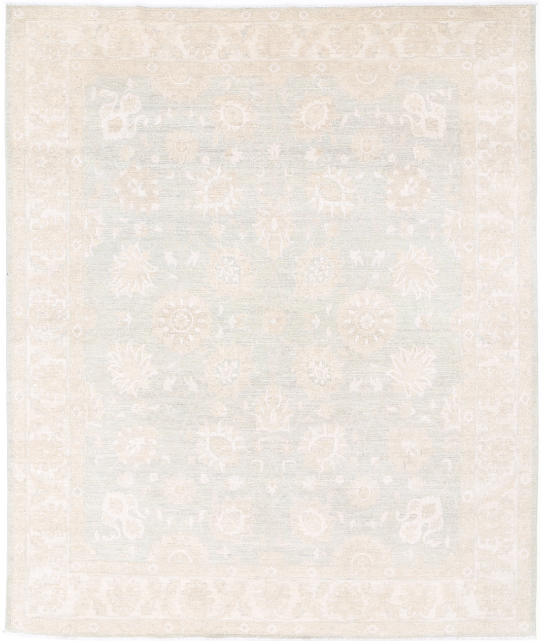 Hand Knotted Oushak Wool Rug 8' 1" X 9' 8" 8' 1" X 9' 8" (246 X 295) / Taupe / Ivory
