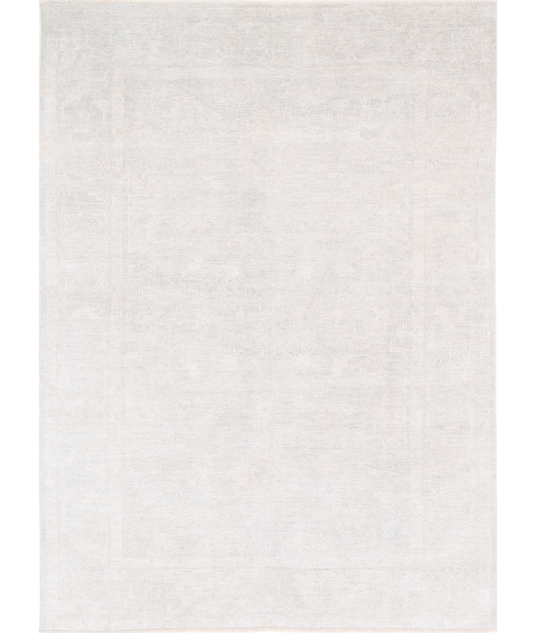 Hand Knotted Oushak Wool Rug 6' 5" X 9' 0" 6' 5" X 9' 0" (196 X 274) / Ivory / Brown