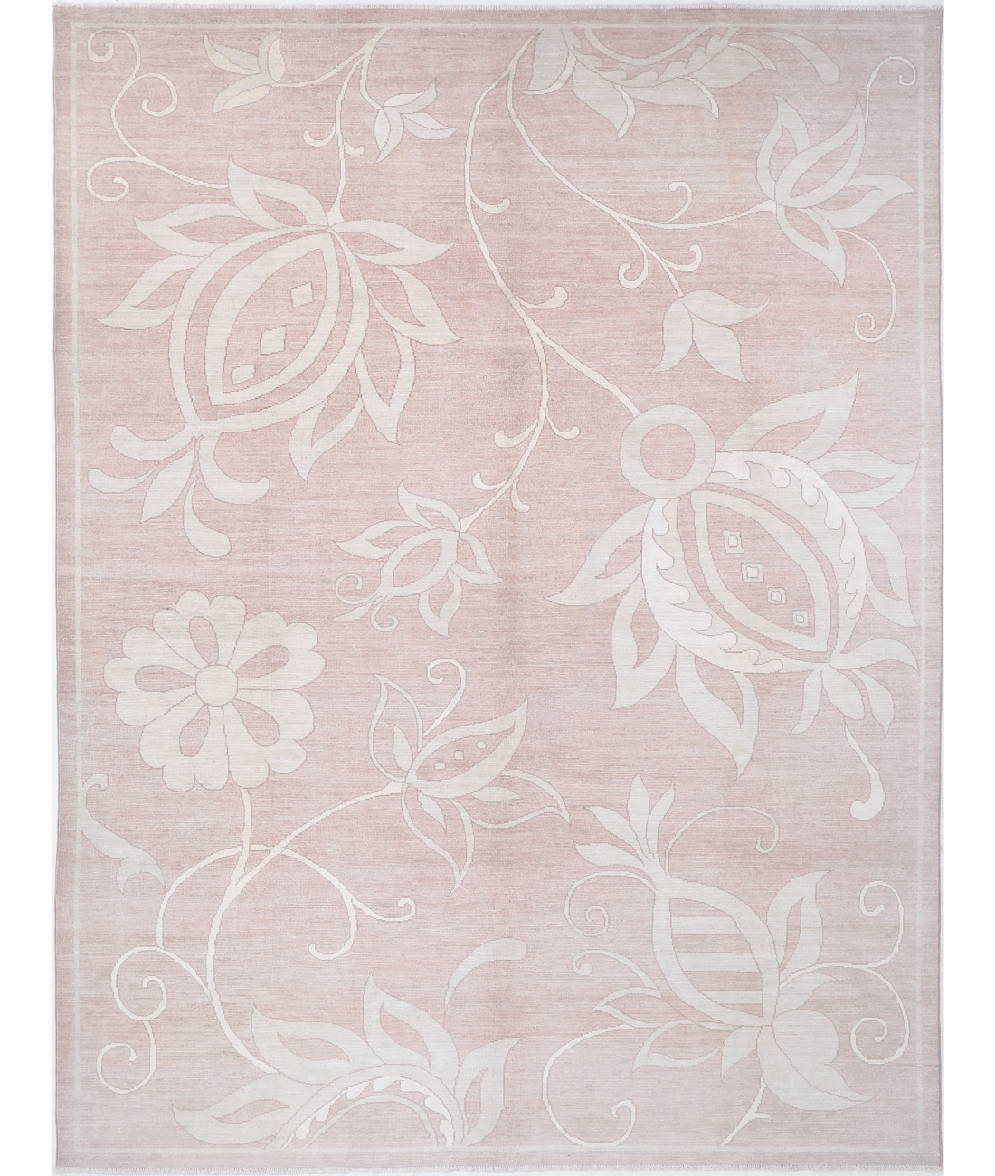 Hand Knotted Oushak Wool Rug 8' 8" X 11' 9" 8' 8" X 11' 9" (264 X 358) / Brown / Ivory