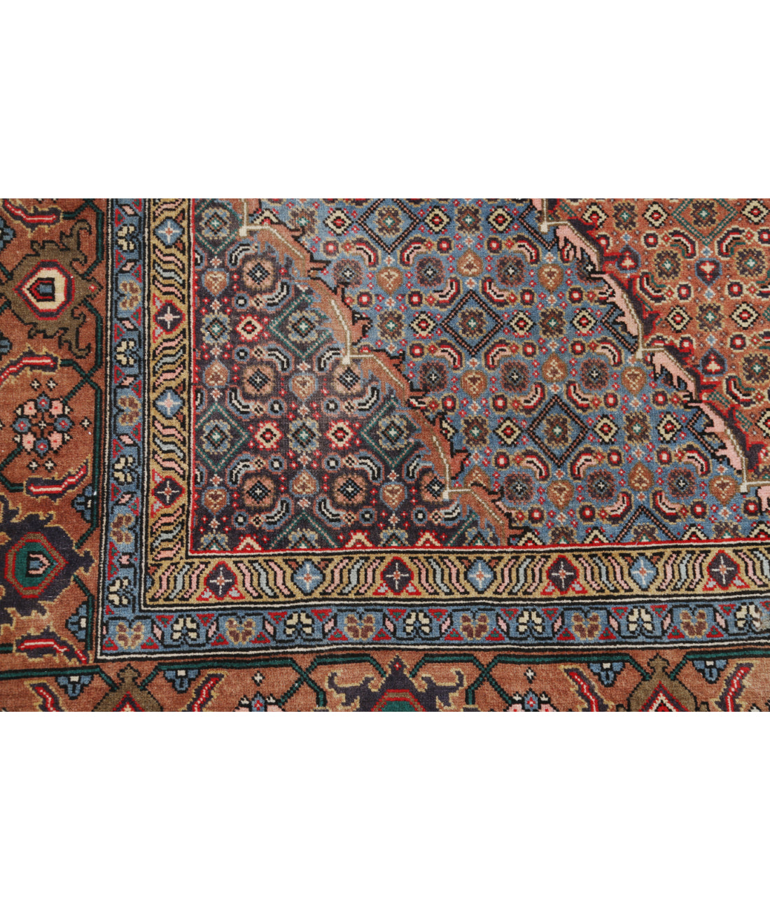 Hand Knotted Persian Bijar Wool Rug - 6'4'' x 7'9'' 6' 4" X 7' 9" (193 X 236) / Brown / Blue