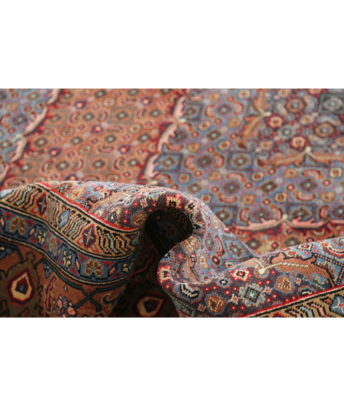 Hand Knotted Persian Bijar Wool Rug - 6'4'' x 7'9'' 6' 4" X 7' 9" (193 X 236) / Brown / Blue