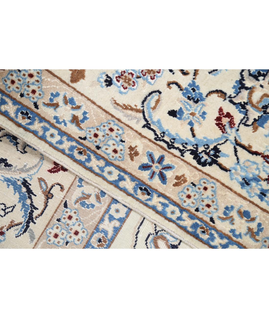 Hand Knotted Persian Nain Wool & Silk Rug - 8'0'' x 9'5'' 8' 0" X 9' 5" (244 X 287) / Ivory / Blue