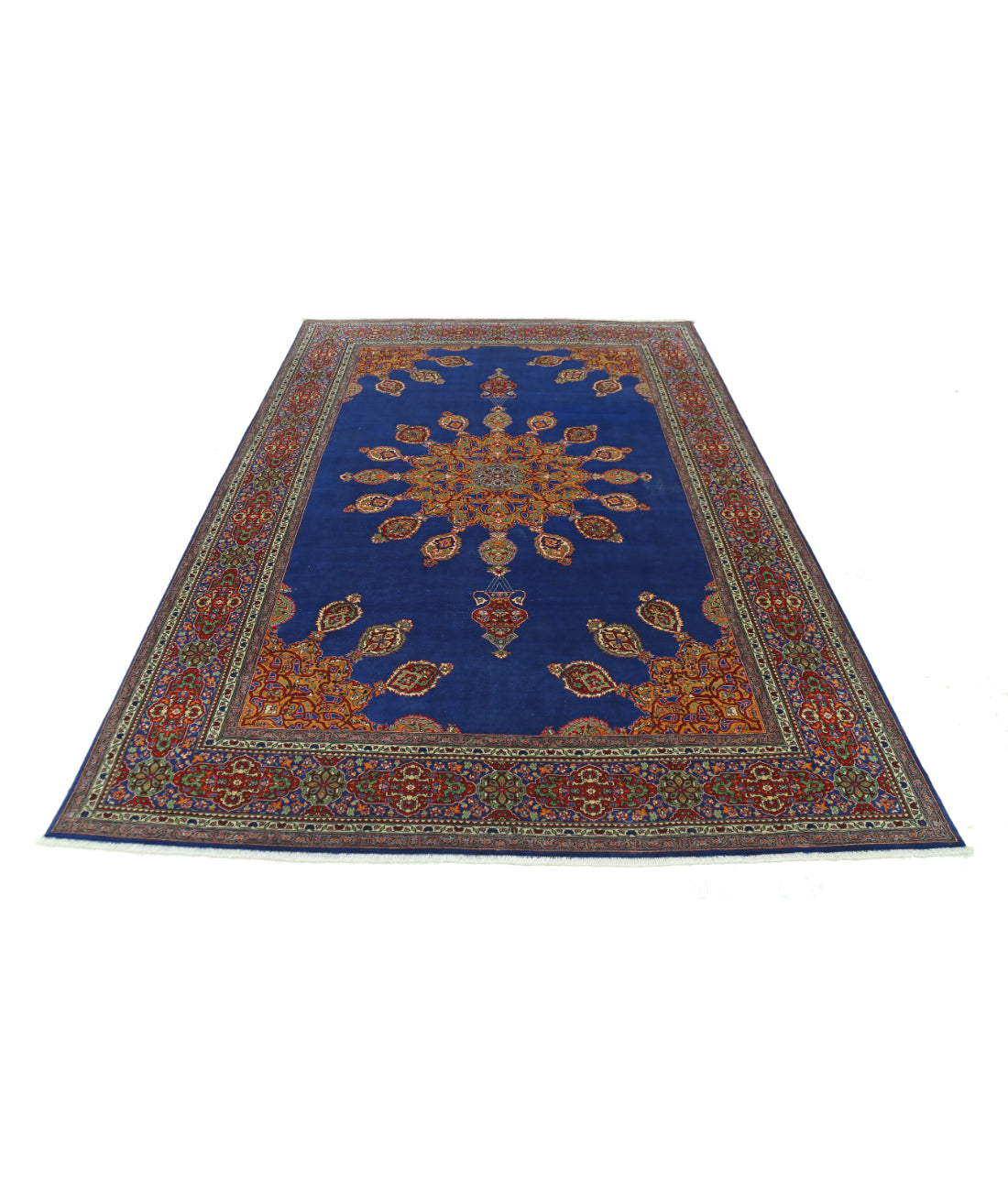 Hand Knotted Persian Tabriz Wool Rug - 6'1'' x 9'0'' 6' 1" X 9' 0" (185 X 274) / Blue / Red