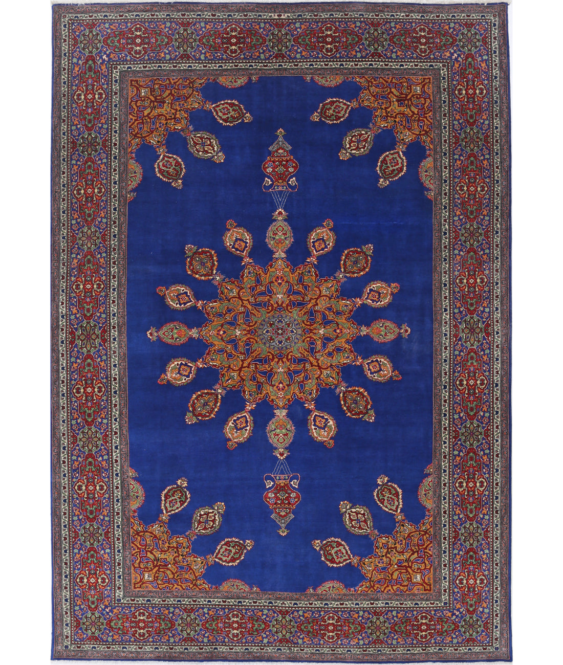 Hand Knotted Persian Tabriz Wool Rug - 6&#39;1&#39;&#39; x 9&#39;0&#39;&#39; 6&#39; 1&quot; X 9&#39; 0&quot; (185 X 274) / Blue / Red