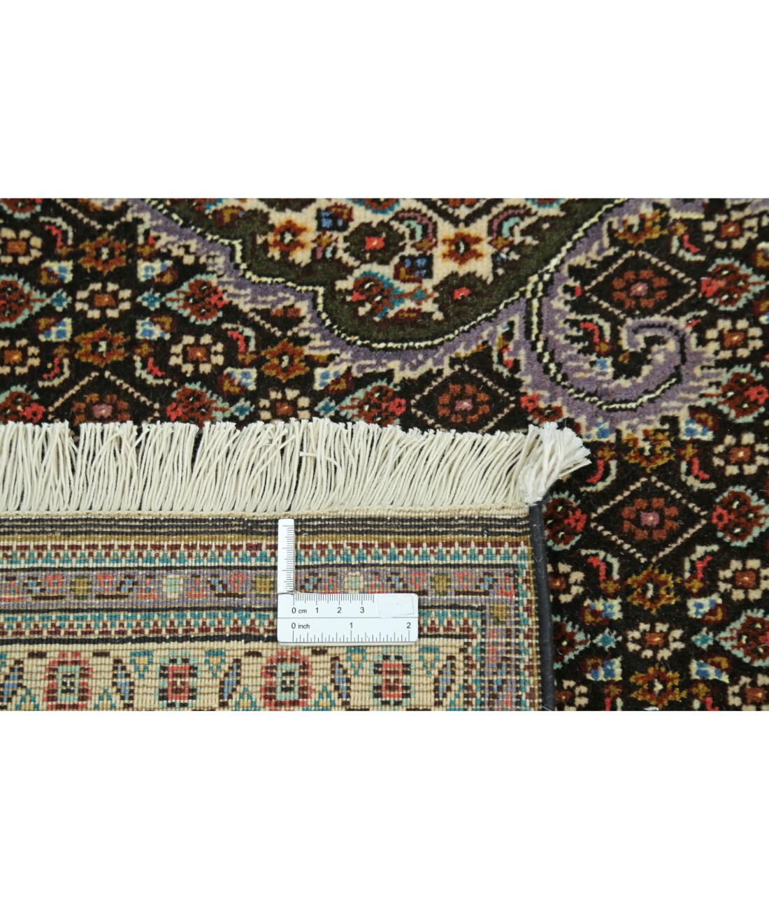 Hand Knotted Persian Tabriz Wool & Silk Rug - 6'5'' x 9'8'' 6' 5" X 9' 8" (196 X 295) / Ivory / Black