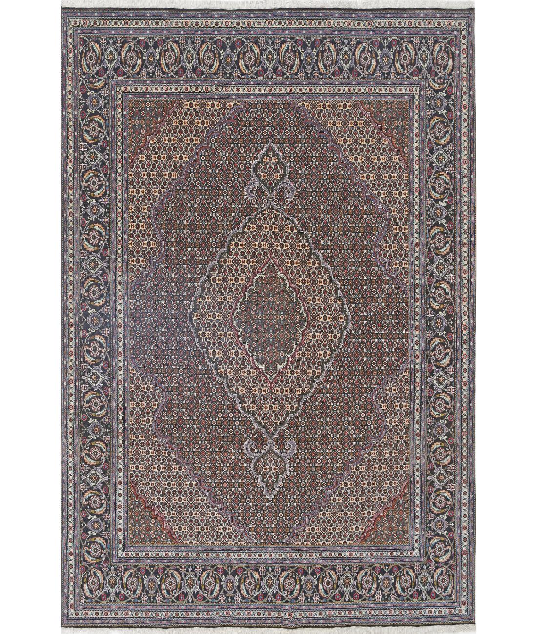 Hand Knotted Oriental Tabriz Wool & Silk Rug - 6'5'' x 9'8''