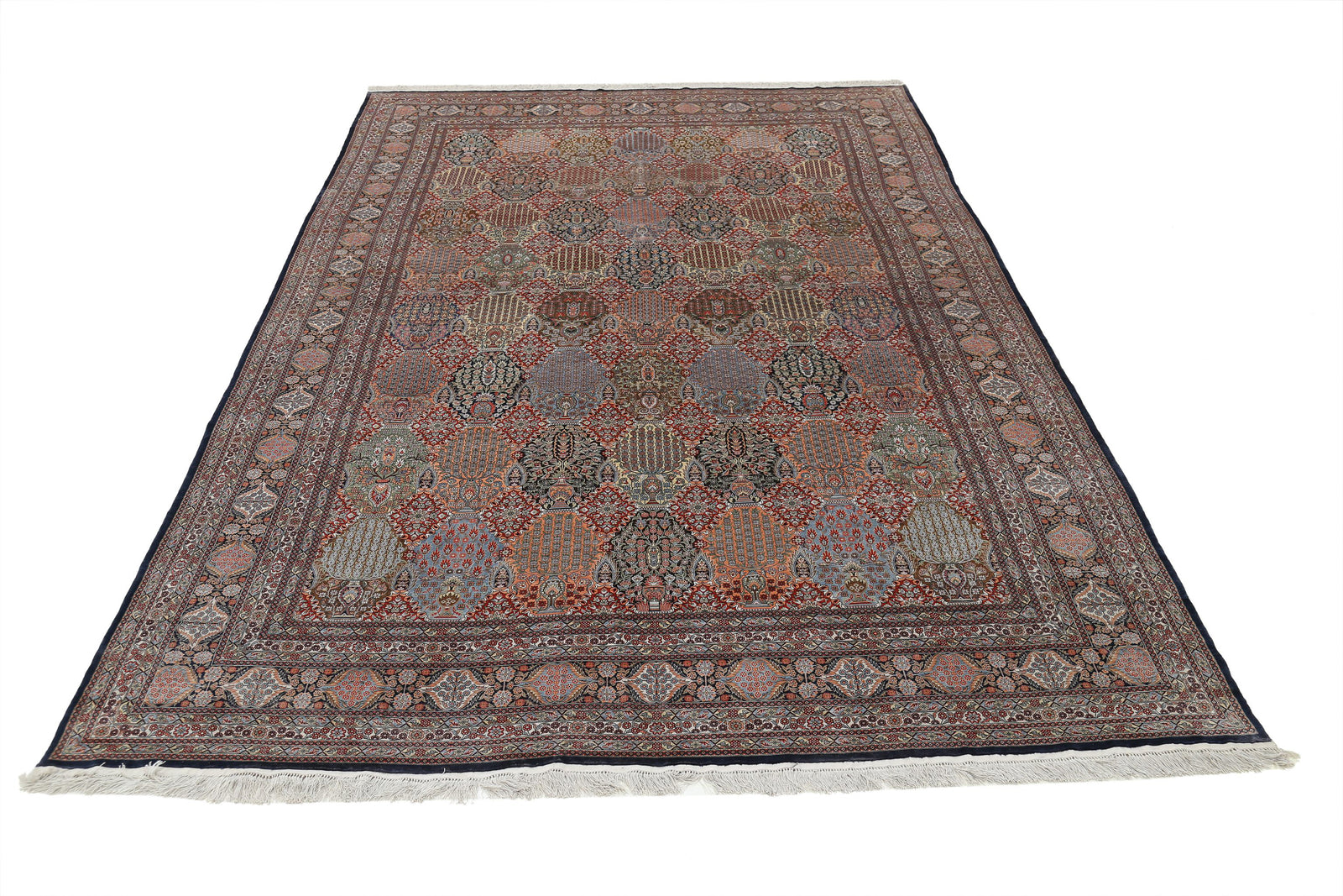 Hand Knotted Masterpiece Oriental Qum Silk Rug - 6'0'' x 9'0''