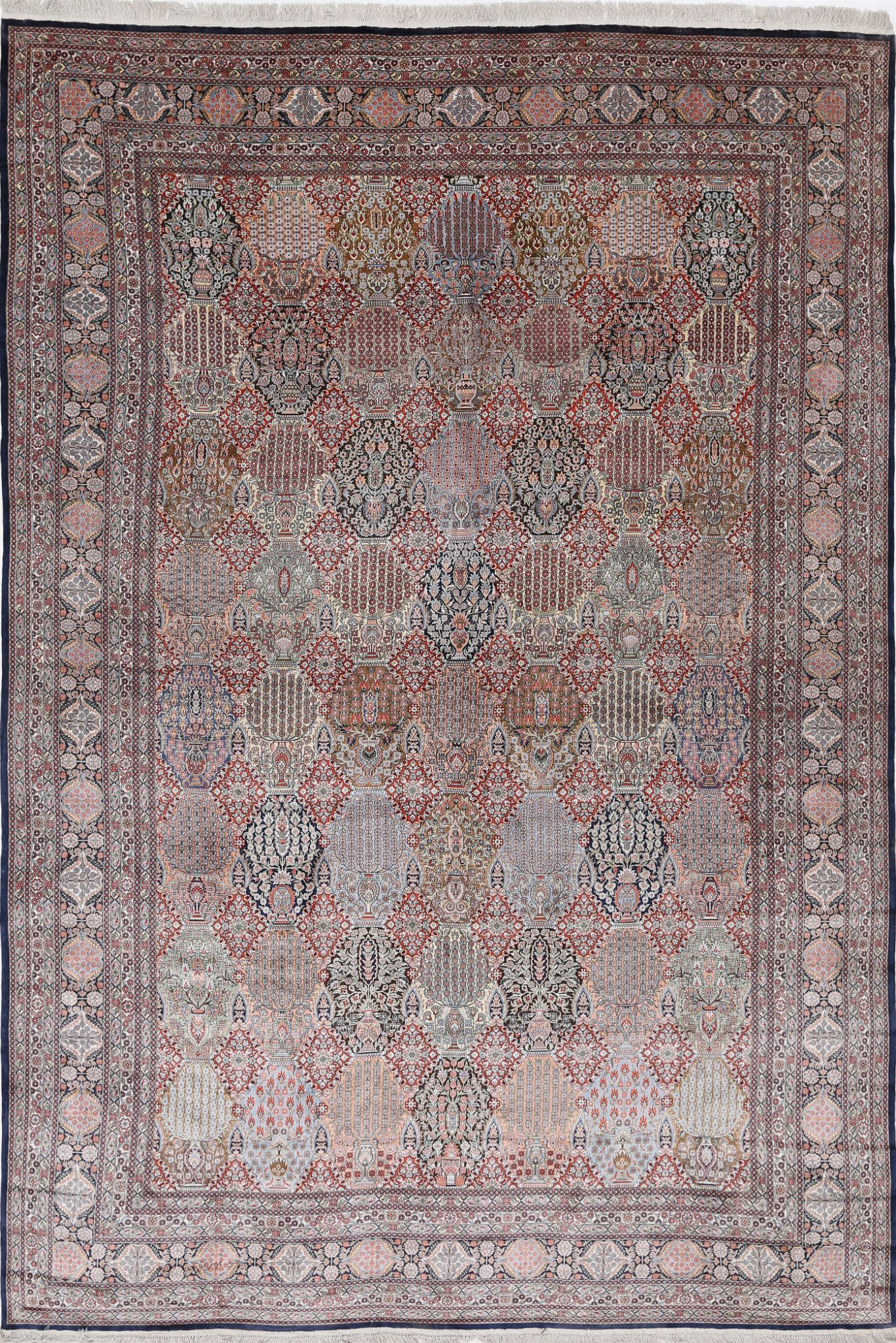 Hand Knotted Masterpiece Oriental Qum Silk Rug - 6'0'' x 9'0''