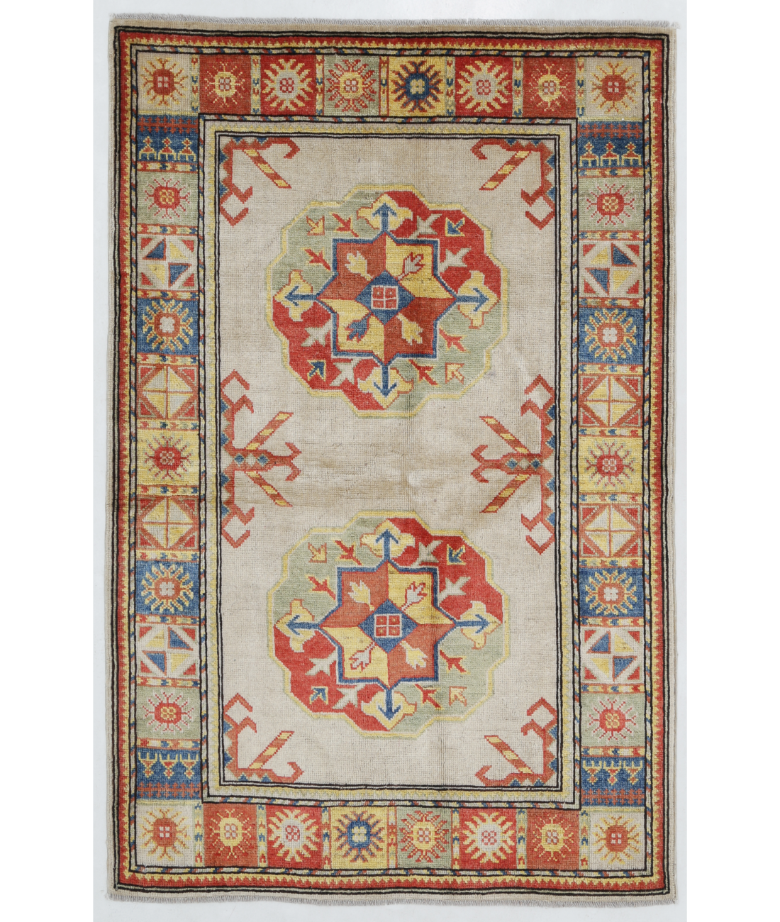 Hand Knotted Revival Wool Rug 3' 3" X 5' 0" 3' 3" X 5' 0" (99 X 152) / Grey / Red