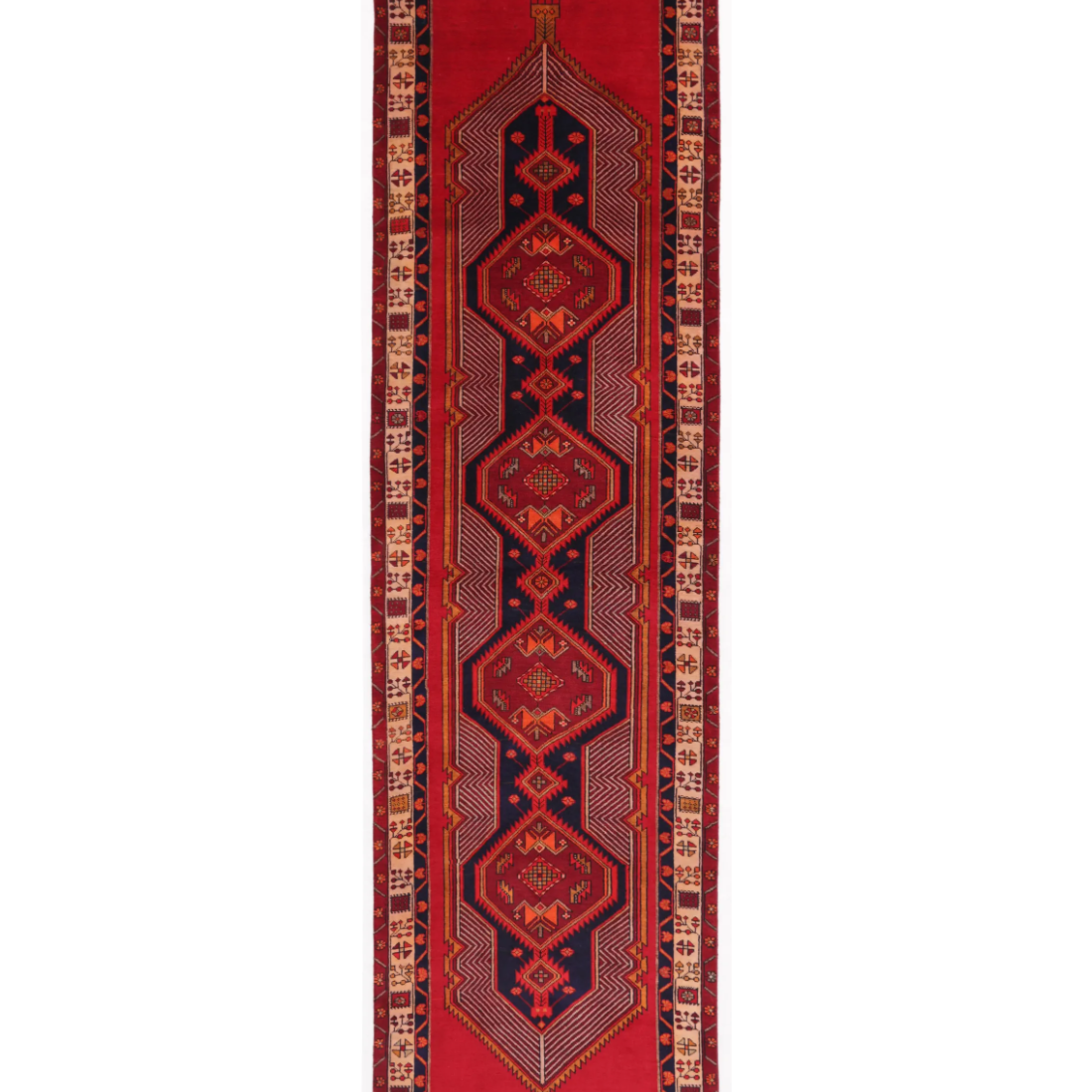 Alfombra de lana Sarab anudada a mano - 3' 5" X 12' 7"