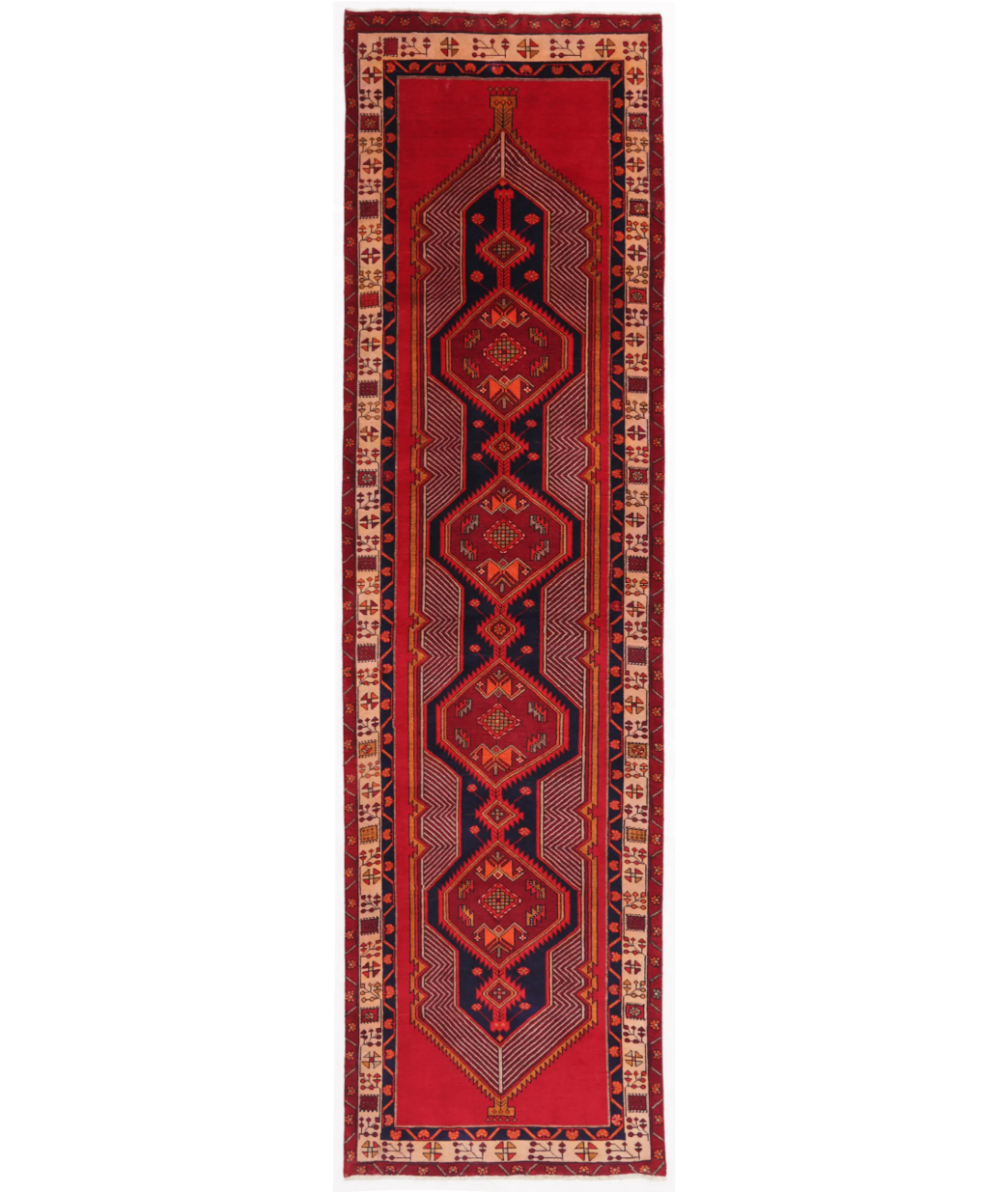 Alfombra de lana Sarab anudada a mano - 3' 5" X 12' 7"