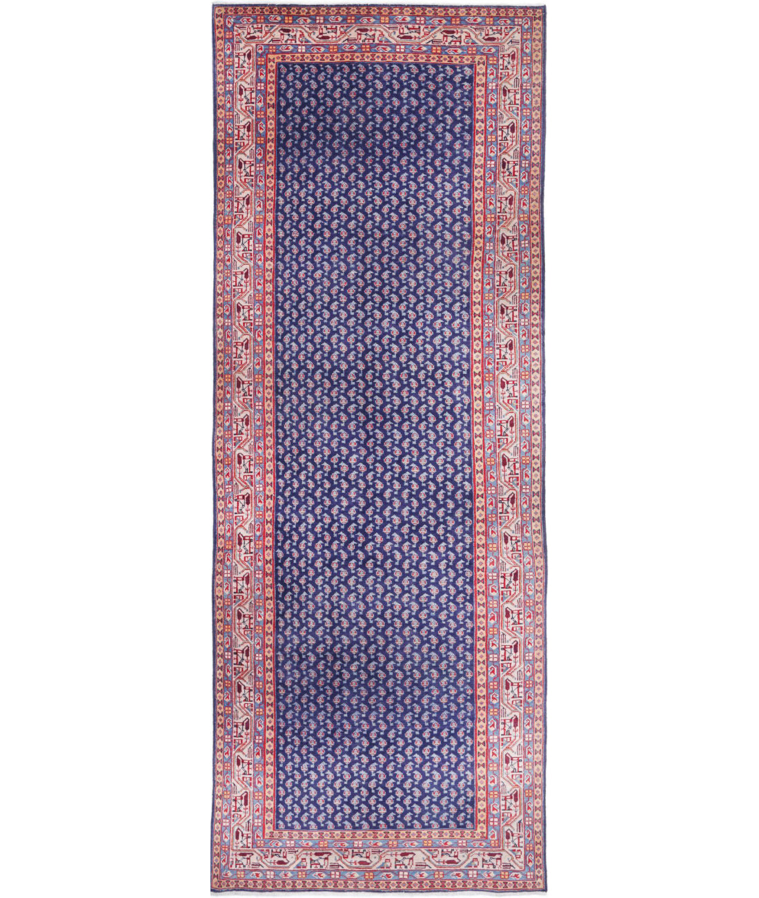 Hand Knotted Oriental Mir Saraband Wool Rug - 3'5'' x 10'2''