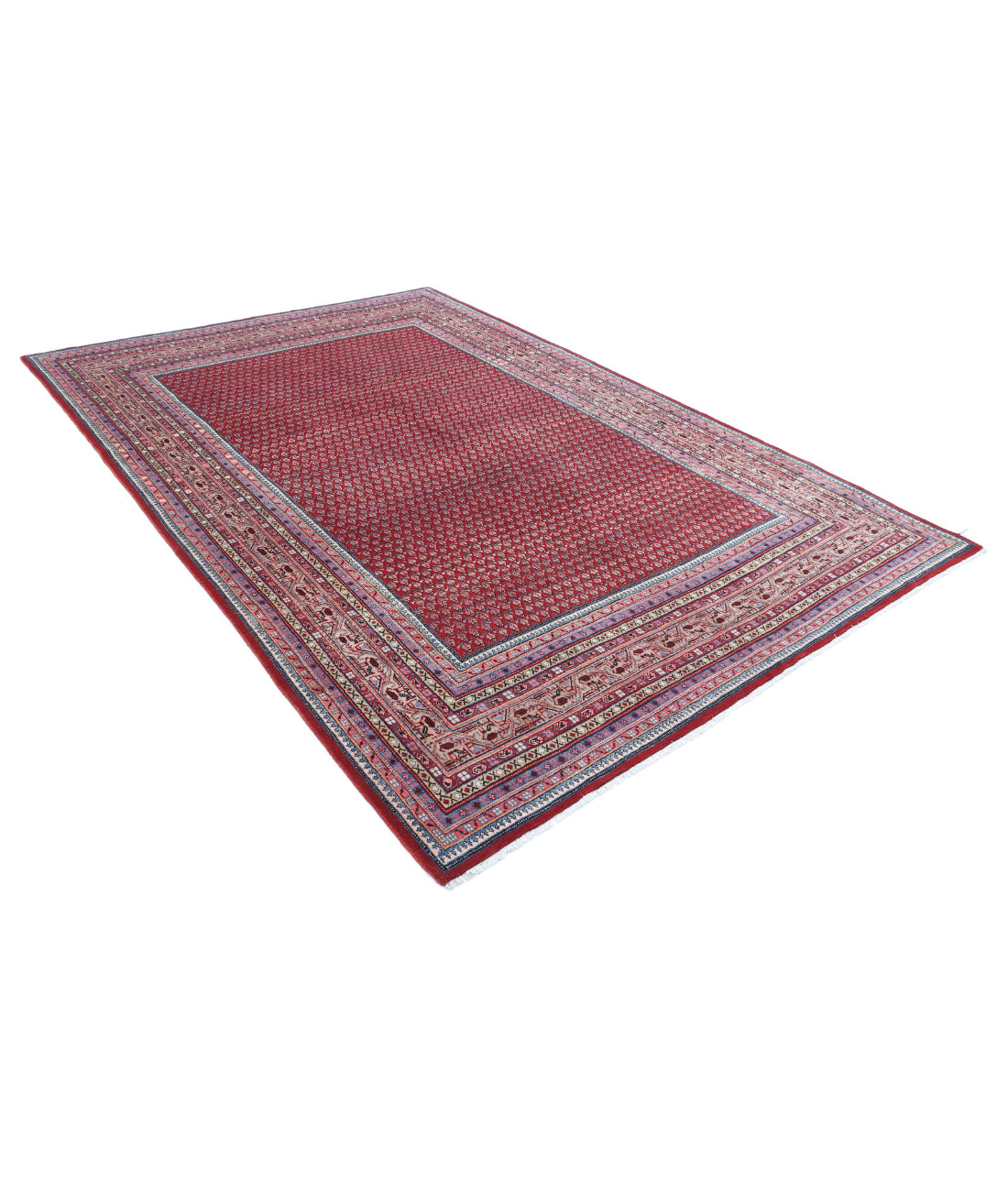 Hand Knotted Persian Mir Saraband Wool Rug - 6'10'' x 10'2'' 6'10'' x 10'2'' (205 X 305) / Red / Multi