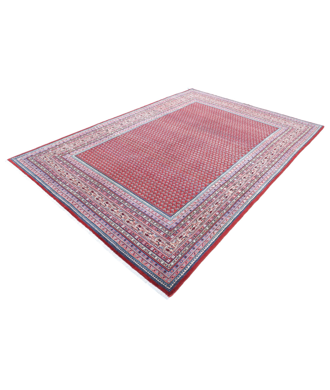 Hand Knotted Persian Mir Saraband Wool Rug - 6'10'' x 10'2'' 6'10'' x 10'2'' (205 X 305) / Red / Multi