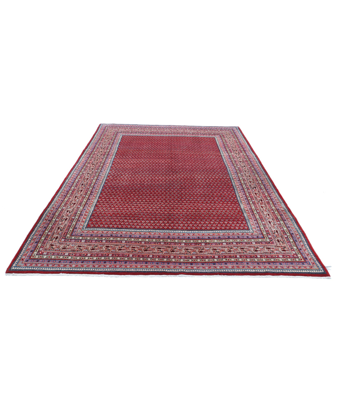 Hand Knotted Persian Mir Saraband Wool Rug - 6'10'' x 10'2'' 6'10'' x 10'2'' (205 X 305) / Red / Multi
