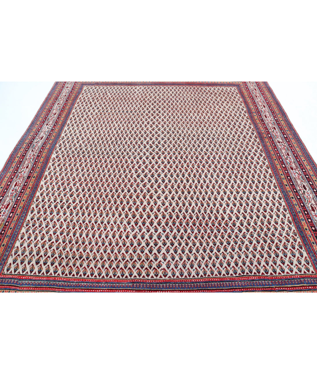Hand Knotted Persian Mir Saraband Wool Rug - 7'9'' x 9'11'' 7'9'' x 9'11'' (233 X 298) / Ivory / Multi