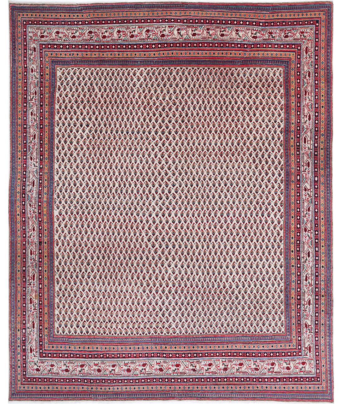 Hand Knotted Oriental Mir Saraband Wool Rug - 7'9'' x 9'11''