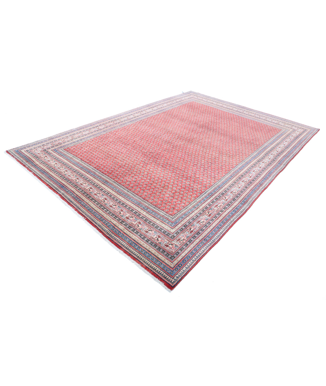 Hand Knotted Persian Mir Saraband Wool Rug - 7'8'' x 11'2'' 7'8'' x 11'2'' (230 X 335) / Red / Blue