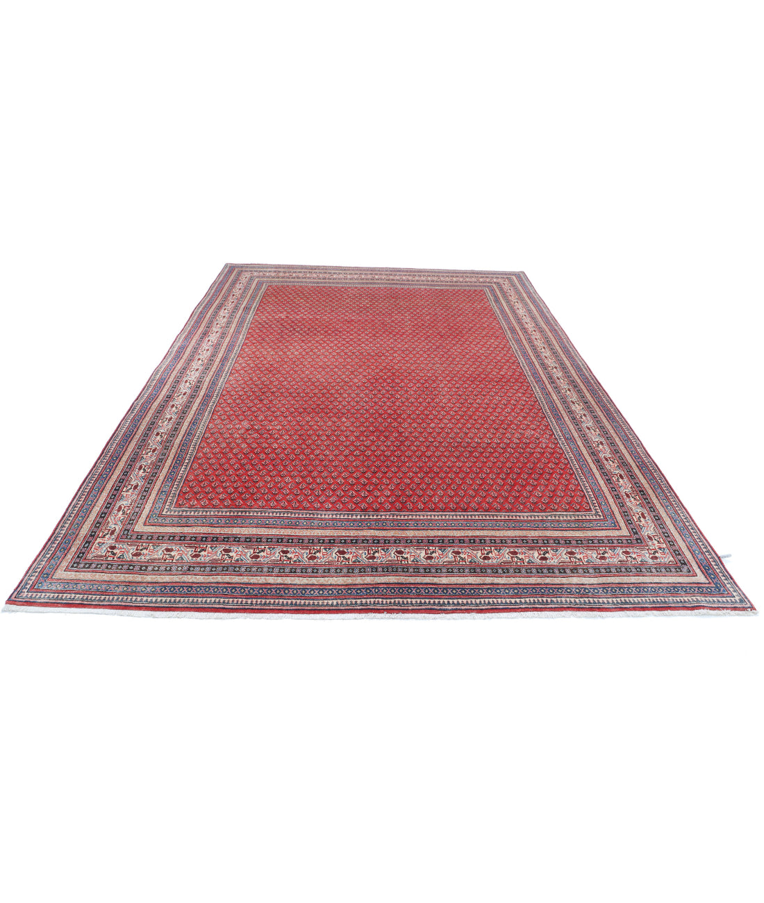 Hand Knotted Persian Mir Saraband Wool Rug - 7'8'' x 11'2'' 7'8'' x 11'2'' (230 X 335) / Red / Blue