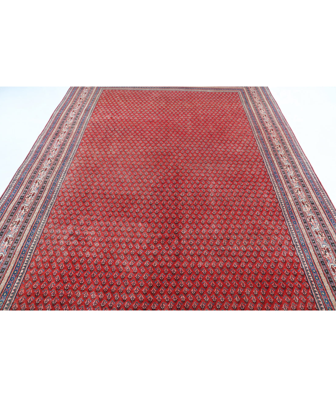 Hand Knotted Persian Mir Saraband Wool Rug - 7'8'' x 11'2'' 7'8'' x 11'2'' (230 X 335) / Red / Blue