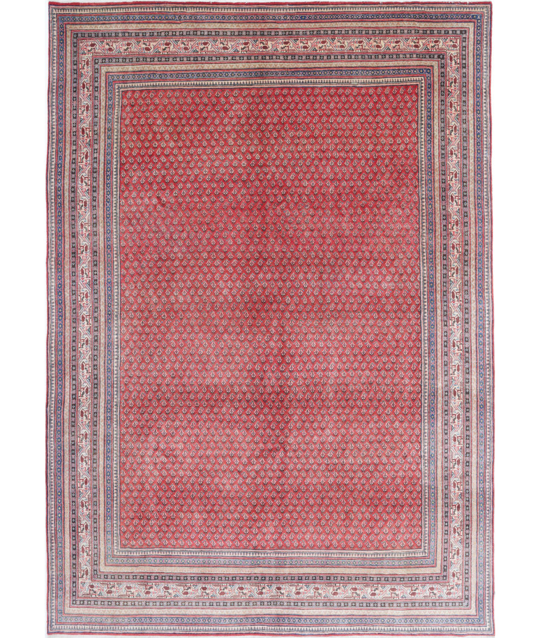 Hand Knotted Persian Mir Saraband Wool Rug - 7&#39;8&#39;&#39; x 11&#39;2&#39;&#39; 7&#39;8&#39;&#39; x 11&#39;2&#39;&#39; (230 X 335) / Red / Blue